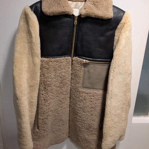 Sandro Jackets & Blazers - Sandro Two-Tone Wool and Leather Jacket